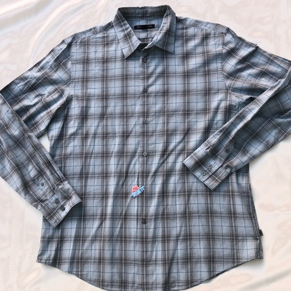 John Varvatos shirt button down blue plaid long sleeve men’s size XL - Picture 3 of 9